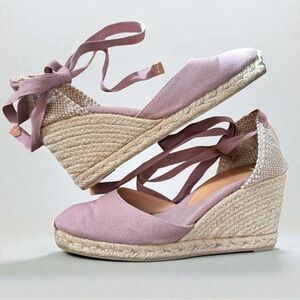 Castañer Wedge Espadrilles | Size 40 (US 9) | Blush Canvas | Gently Used 👡